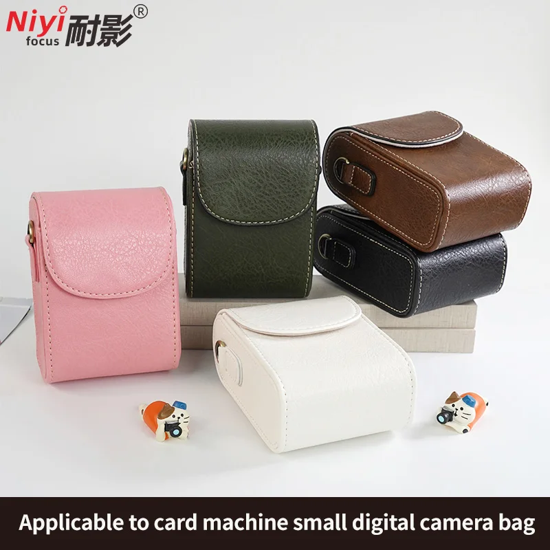 حقيبة كاميرا حقيبة كتف جلدية بنمط الجاموس للكاميرات الرقمية الصغيرة مع حزام كاميرا محمول Sony ZV1 WX35 W800