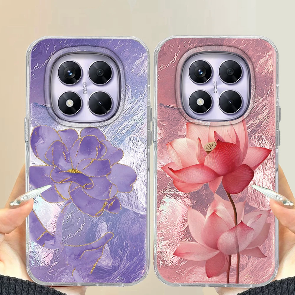 Luxus INS Lotus Blume Telefon Fall Für Xiaomi Redmi Hinweis 15 14 13 12 11 10 11S 10S 8 9 Pro 15C 14C 13C A3 A1 A2 9A A5 9C Abdeckung