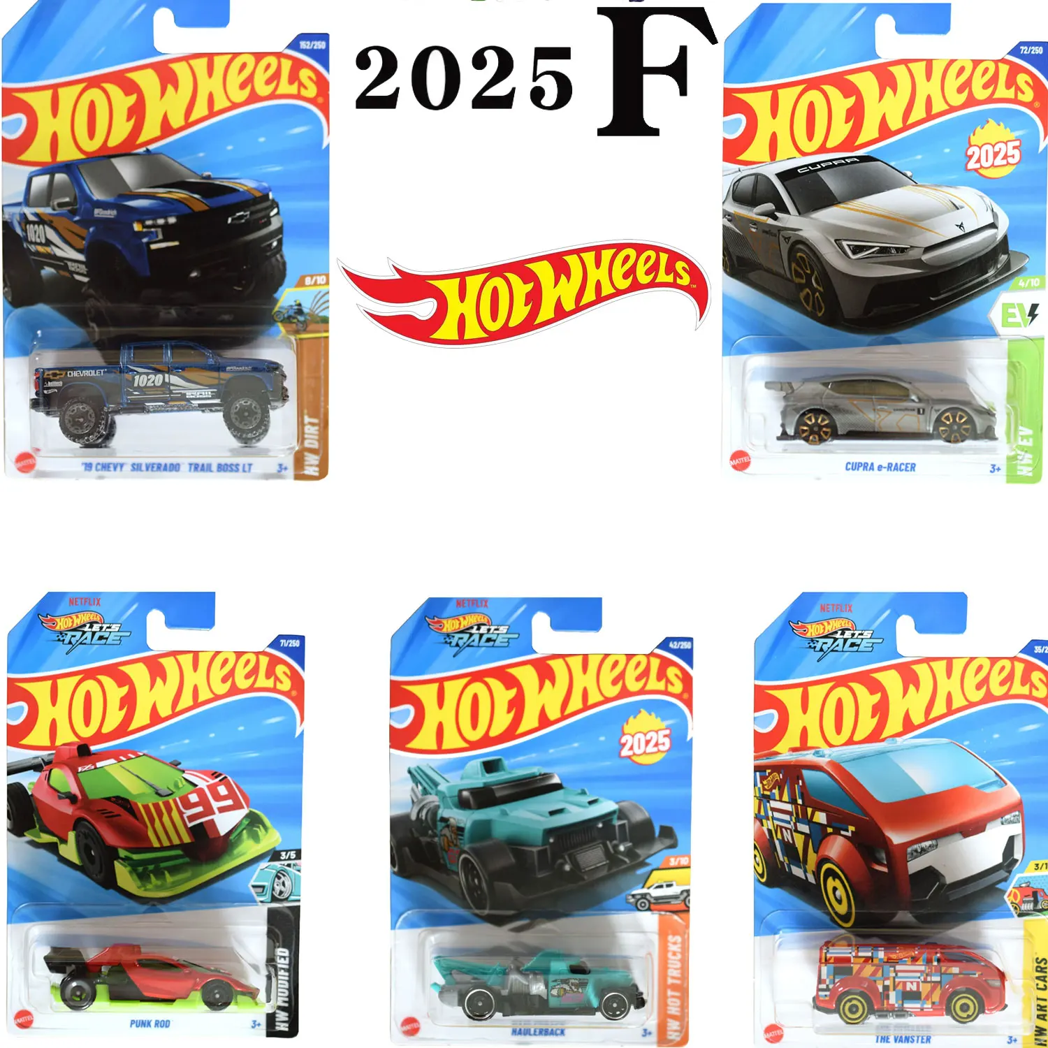 1:64 Hot Wheels 2025 New Alloy Model Car H/F/C/E/B/D Rail Car Off-road Motorcycle Travel Car Racing Limited Children's Toy Gifts