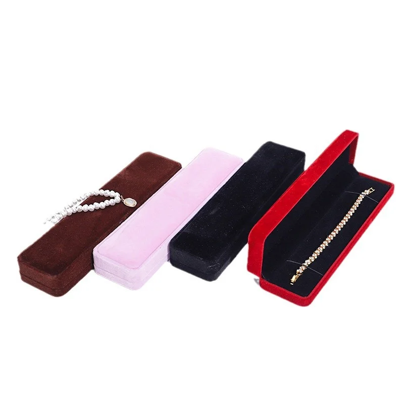 High-end Velvet Round-edge Jewelry Box Long Chain Ring Storage Packaging Box Jewelry Storage Box Jewelry Necklace Packaging Box