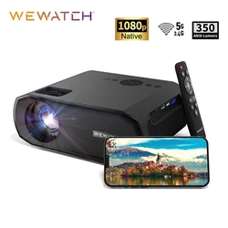 WEWATCH V50 Pro 5G WiFi Projector Native 1080P FHD 350 ANSI Lumen Portable LED Projectors Bluetooth Screen Mirroring Home Cinema