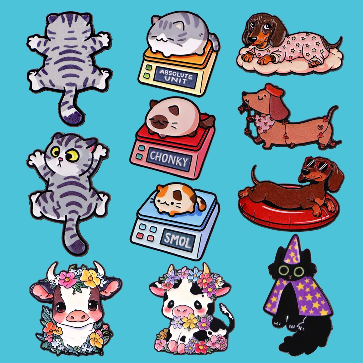 

Cute Fat Cat Enamel Pin Cartoon Dog Cow Animal Brooches For Women Badges on Backpack Lapel Pins Jewelry Clothes Accessories Gift