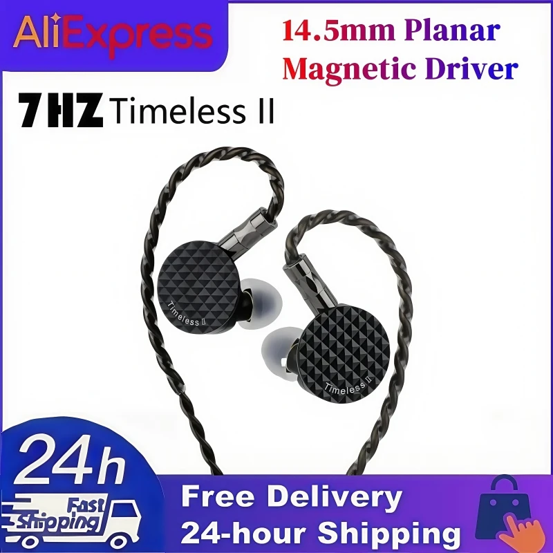 7HZ Timeless II 14.5mm Planar Magnetic Driver HIFI in-Ear Wird Earphone Monitor IEMs with With 3.5+4.4MM 7N OCC Cable Connector