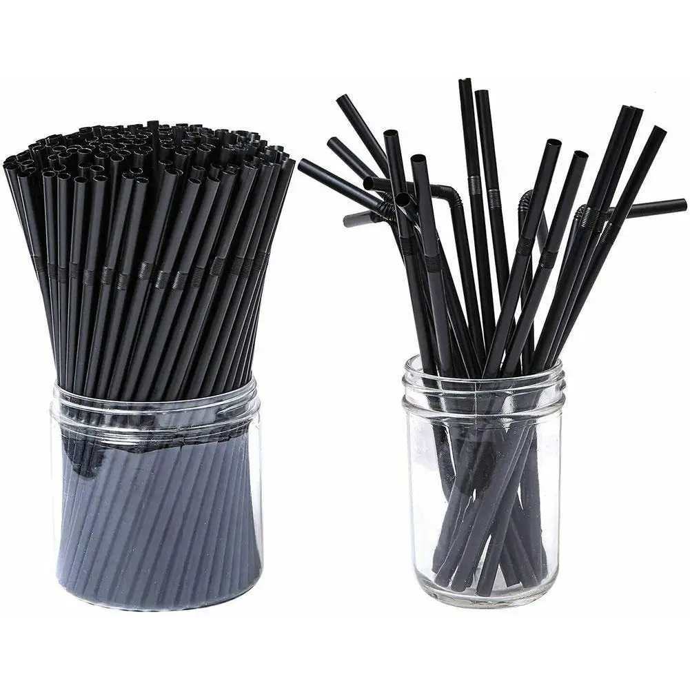 100 PCS Cocktail Decoration Straws Soft Drinks Black Straws For Bars Cafes And Western Restaurants Brand New And High Quality