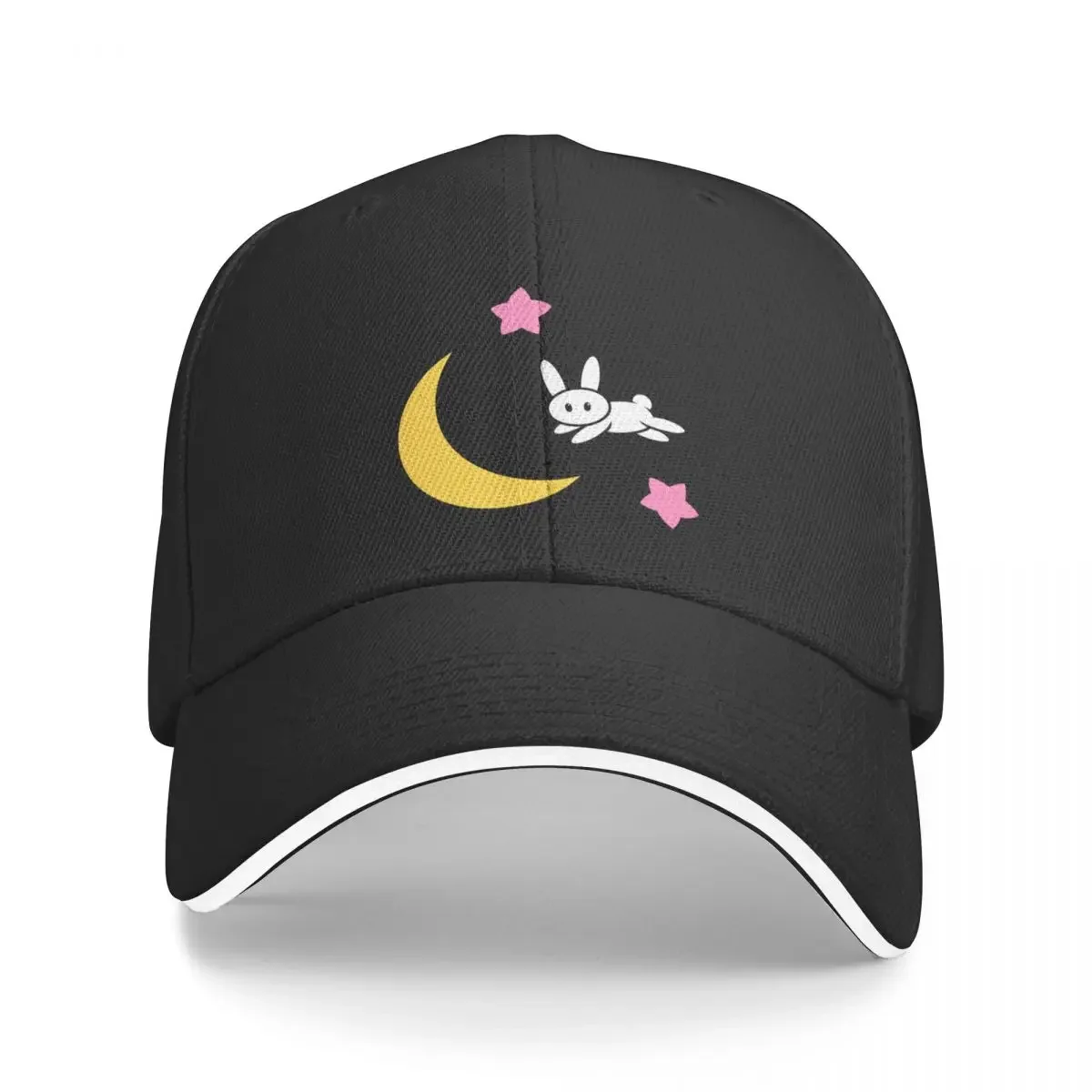 

New Cute moon bunny and stars Baseball Cap custom hats Golf Wear Big Size Hat Women's Hat Men's