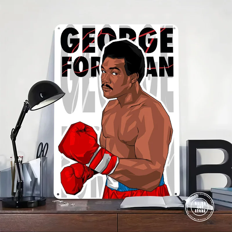 George Foreman Boxing Art 3D Printed Texture Poster Personalized Wall Art Retro Metal Tin Signs for Garage Accessories Wand Deko