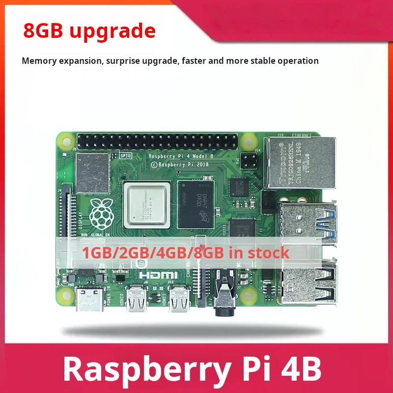 Raspberry Pi 4 Modèle B 1 Go 2 Go 4 Go 8 Go de RAM WiFi Bluetooth Double Affichage Mini Ordinateur de Bureau