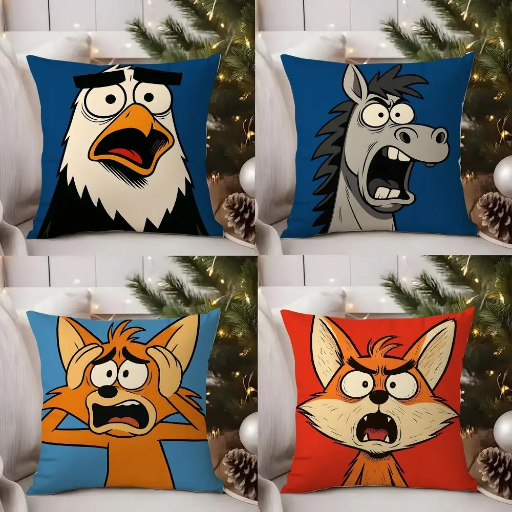 

Cartoon Cute Animal Simple Cushion Cover Short Plush Double-sided Print Square Throw Pillow Covers Sofa Home Cushion Decor