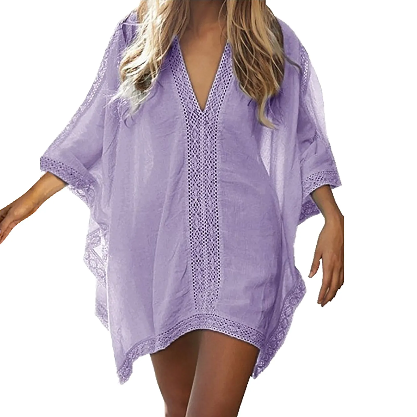 Ladies Summer Patchwork Sun Beachwear Tunic Beach Dress Beach Skirt Large Size Swimsuit Girls Loose Comfy Swimsuit Cover up