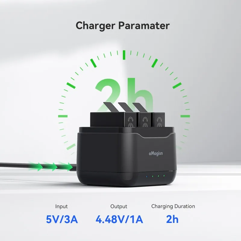 Amagis-GoPro 13用充電スタンド,トリプルチャージャー,スポーツカメラ