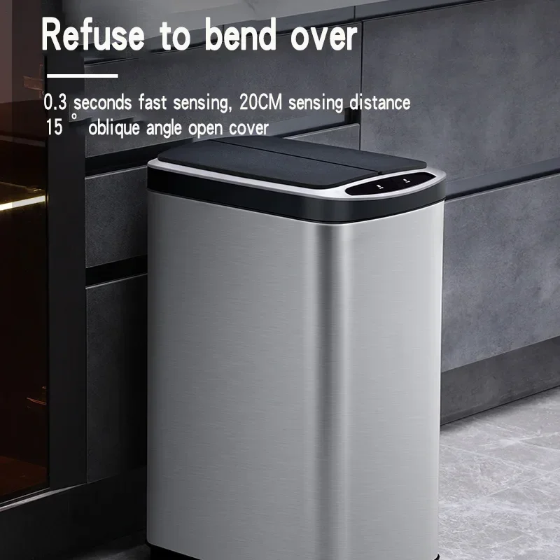 20L/30L Intelligent inductive trash can creative narrow stainless steel electric living room kitchen bedroom trash garbage bin