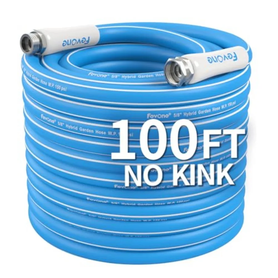

Kink-Free Water Garden Hose 100ft Flexible Water Hose Drinking Water Safe 5/8 Inner Diameter 3/4 Aluminum Fittings Green