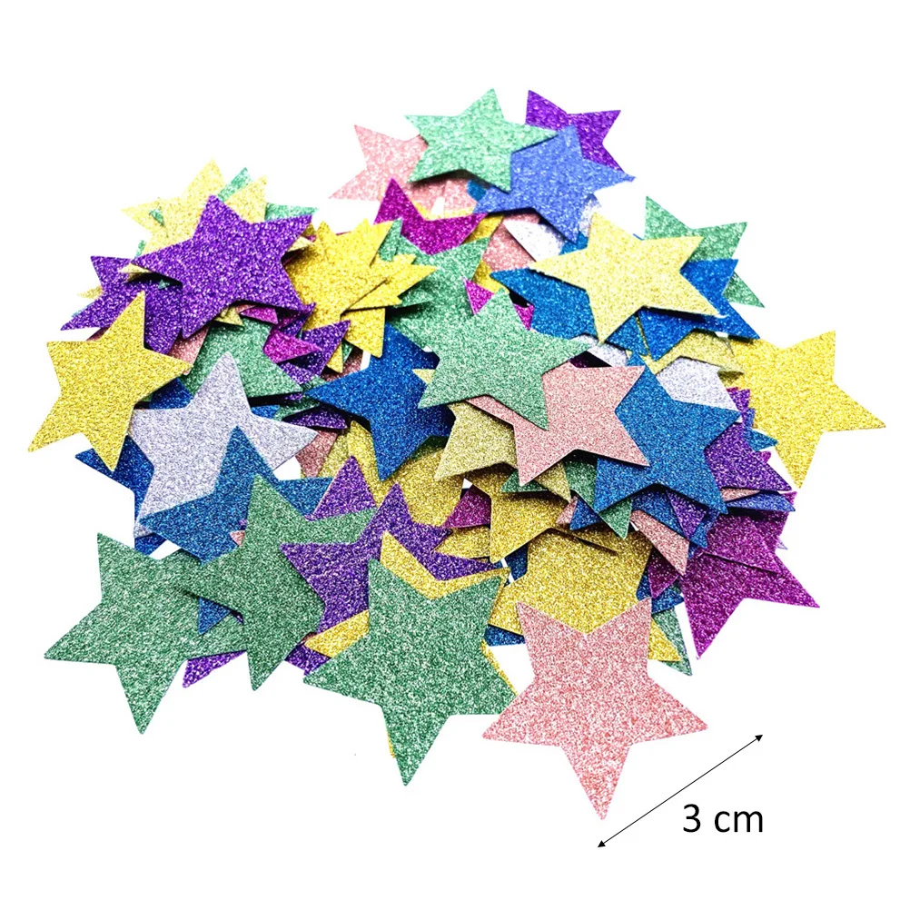 

200Pcs Colorful Pentagram Confetti 3cm Delicate Shape Reusable Paper Scrap Decorative Party Supplies for Christmas Home Office