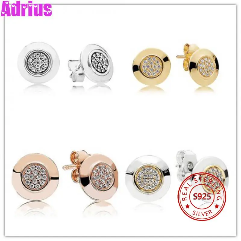 

2024 New 925 Sterling Silver Earring Golden Two-tone Signature Studs Earrings For Women Wedding Party Gift Fashion Jewelry