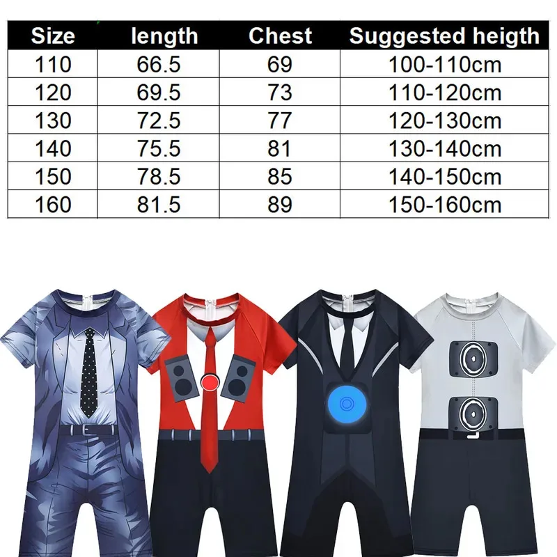 zz04zz12Boys Swimsuit Summer Kids Horror Game Figure Speakerman Swimming Clothes Skibidi Toilet Character Costume for Boys Birth