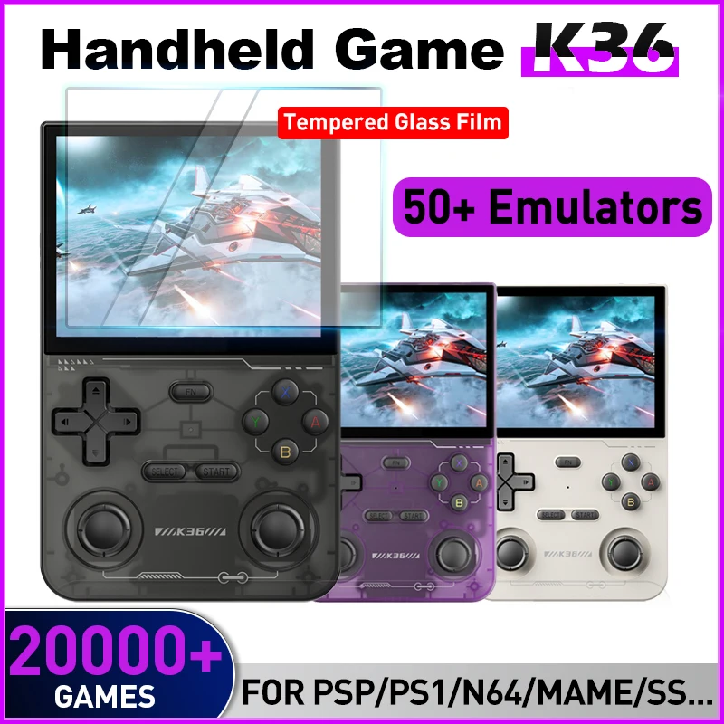 

Retro Handheld Game Console K36 Built-in 20000+ Games 50+ Emulators for PS1/PSP/N64/DS Video Games Handheld 3.5inch IPS Screen