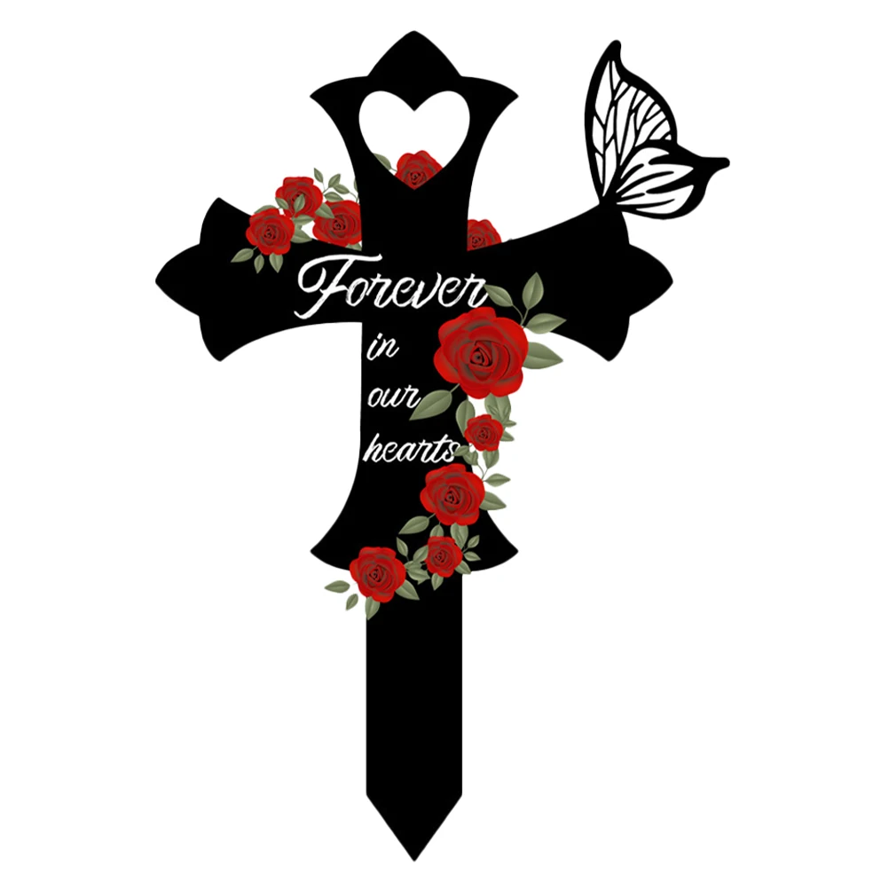 

Metal Cross Grave Stake Durable Cemetery Decoration Memorial Marker Gardens Yards Lawns Cemeteries Honor Deceased Relatives