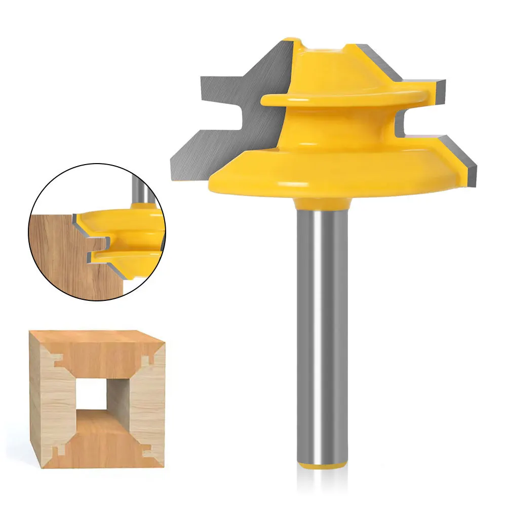 

1 шт., 6 мм, фреза с хвостовиком, резьба по дереву, деревообрабатывающий шиповый фрезерный станок, инструмент для сверления, фреза с замком 45 градусов, торцовая фреза