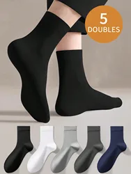 5 pairs of socks, men's mid length socks, spring and autumn styles, odor proof and sweat absorbing, summer cotton socks, busines