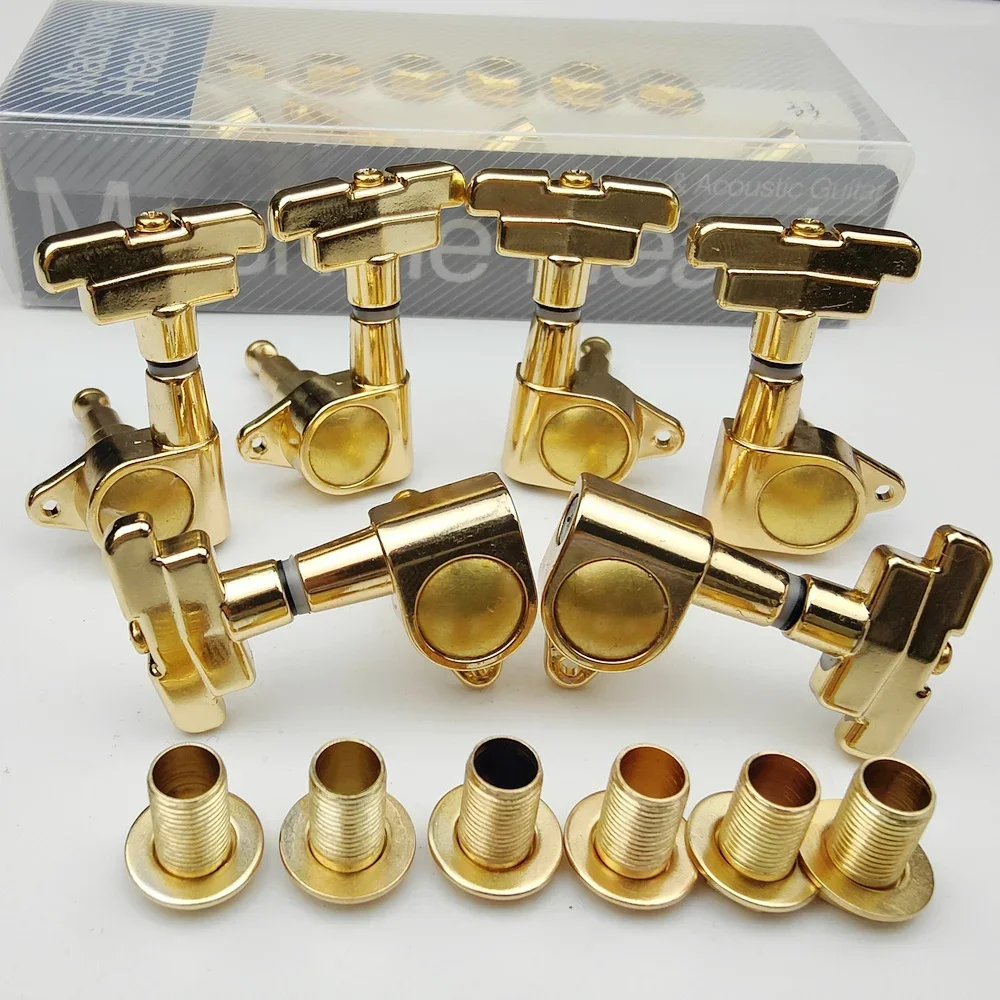 

New KAYNES J-109 3R+3L Gold Electric Guitar Machine Heads Tuners Art Deco Rotomatic Imperial Style Head Guitar Tuning Pegs