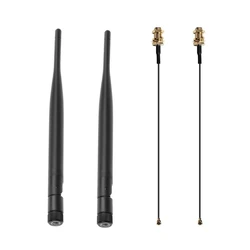 2x6dbi 2.4GHz 5GHz 듀얼 밴드 M.2 IPEX MHF4 U.fl 확장 케이블 와이파이 RP-SMA 피그 테일 안테나 세트 무선 라우터