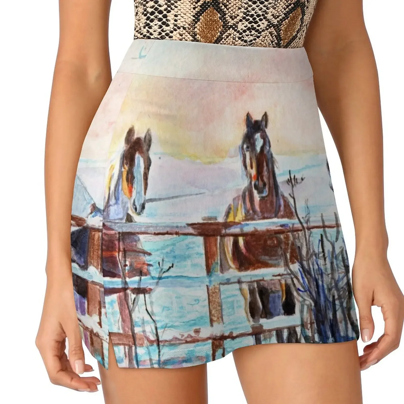 

Winter Horses Mini Skirt women's skirt 2025 trend Womens dresses short skirt for women skirts for woman