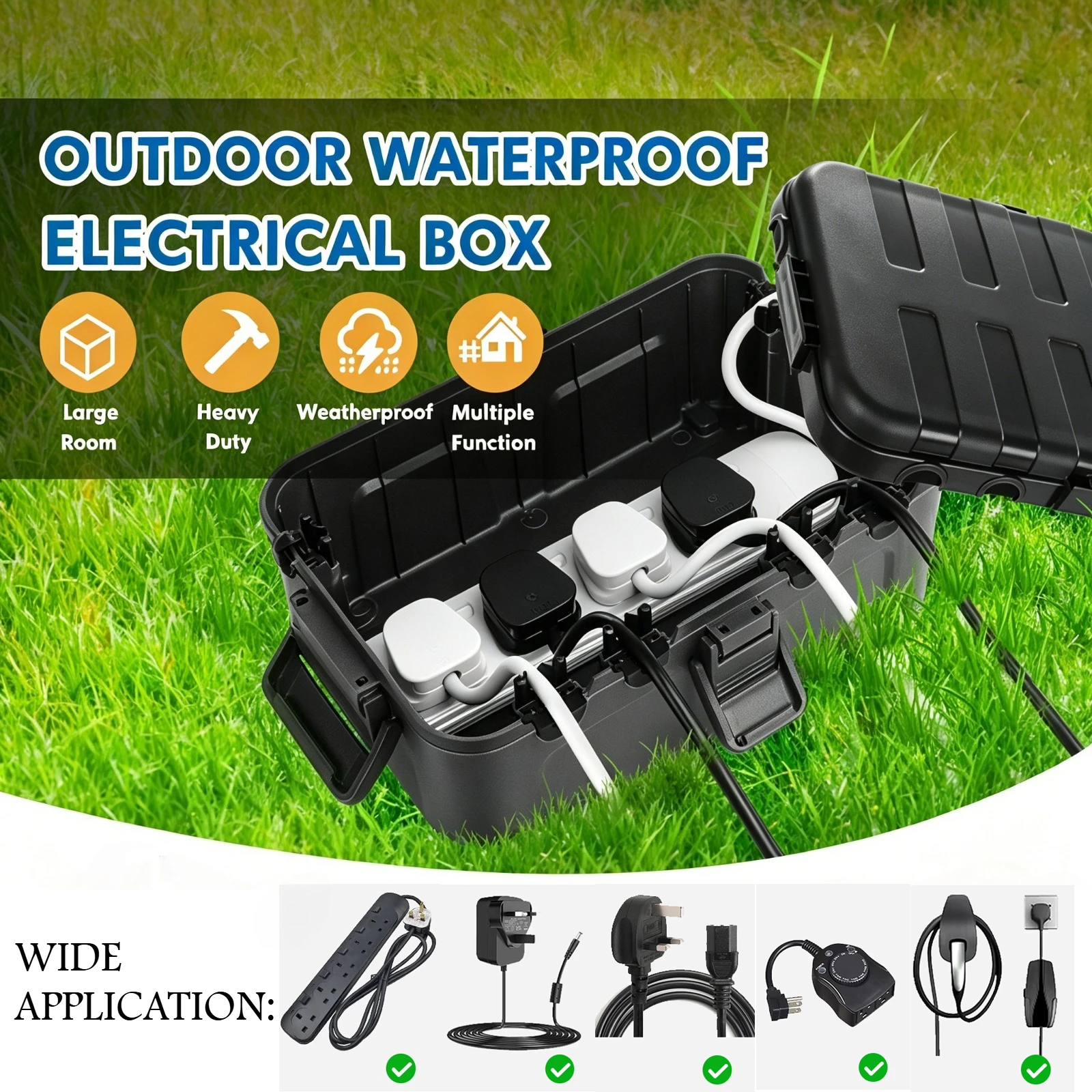 

Restmo Large Outdoor Electrical Box Waterproof Shield Covers Durable Outdoor Extension Cord Protector for Wire/Power Strip/Plug