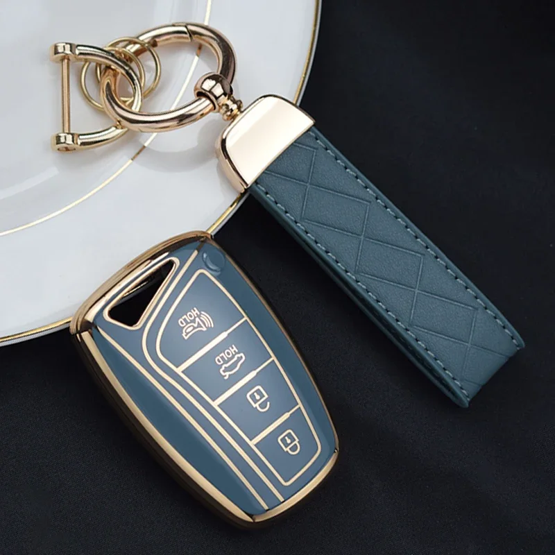 TPU Car Key Case Shell Cover Fob For Hyundai Santa Fe Sport Ix45 Equus Centennial Genesis G80 Grandeur Azera 2013-2016 Keychain - Image 5