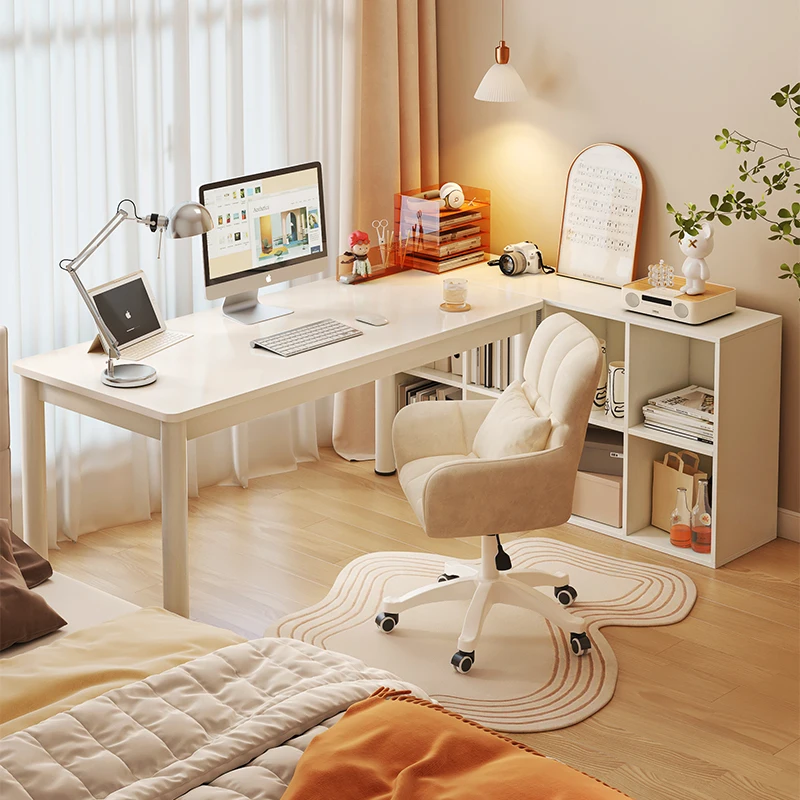 Creamy style home girl's bedroom simple computer desk simple office writing desk