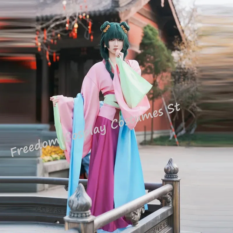 

Maomao Gardern Dress Pink Cosplay Costume mao Chinese Fairy Apothecary Diaries Kusuriya Hitorigoto Wig Halloween for Womenx;2'a,