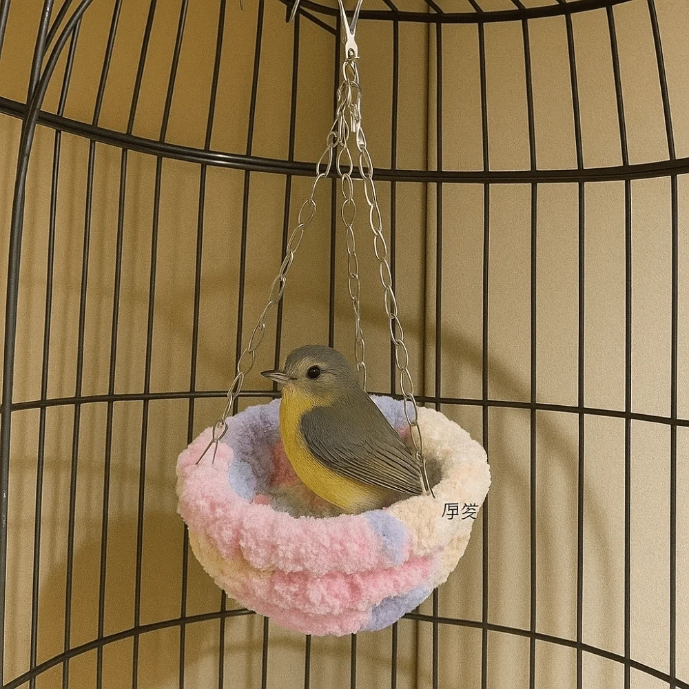 Bird Bed Hideout Warm Bird Hanging Hammock Thicken Bite Resistant Parrot Cotton Nest Comfortable Soft Bird Cage Swing Bird Cage - view 2