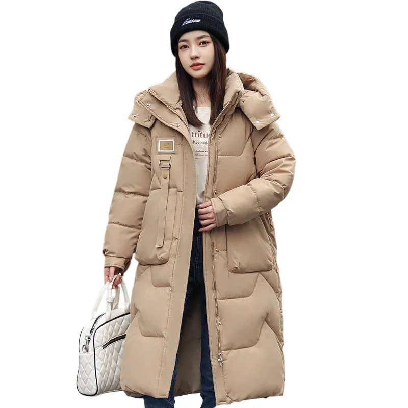 Women's Cotton-padded Clothes Removable Hat Long Over-knee Thickened Cotton-padded Jackets Women's Jackets New Autumn and Winter
