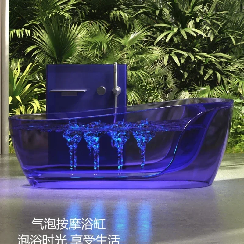 Household Luxury Transparent Resin Independent Intelligent Bubble Surfing Massage Bathtub For Two PeopleHot Sales