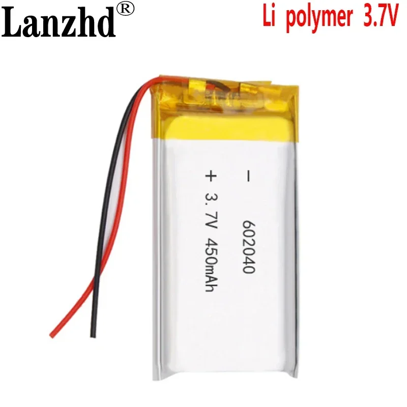 602040 3.7V 450mah Li-ion lithium polymer Rechargeable battery For MP3 MP4 Smart Watch Bluetooth headset Backup Power Li po cell