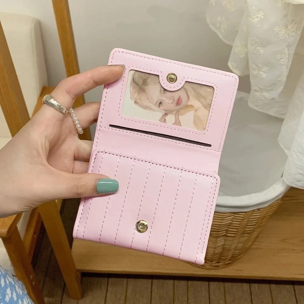 ファッションPUレザーショートウォレットフラワーフレッシュキャンディーカラーカードバッグ女性用財布レディース