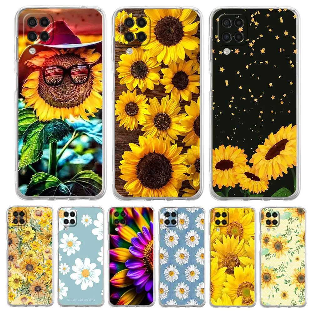 Cute Summer Daisy Sunflower Floral Flower Phone Case for Samsung Galaxy A13 A22 A32 A52 A53 A72 A51 A71 A11 A31 Transparent Bags