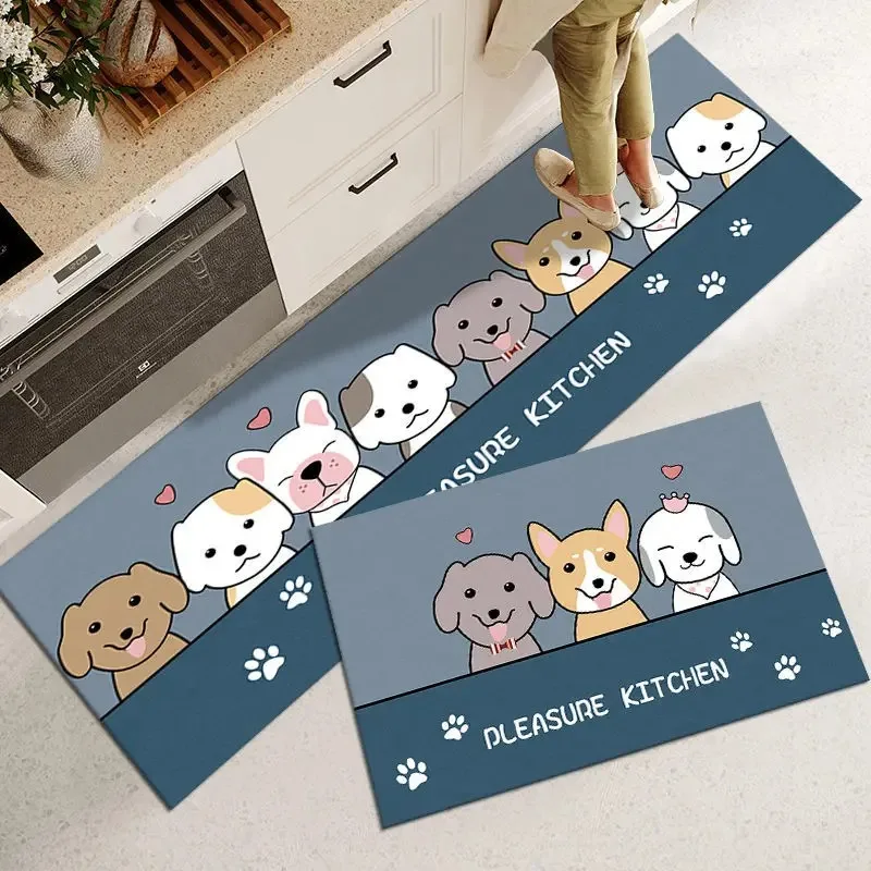 Kitchen Mat Pvc Waterproof Carpet Cartoon Pattern Anti-Slip Floor Mats Home Decoration Long Strip Leather Washable Anti-oil Rugs