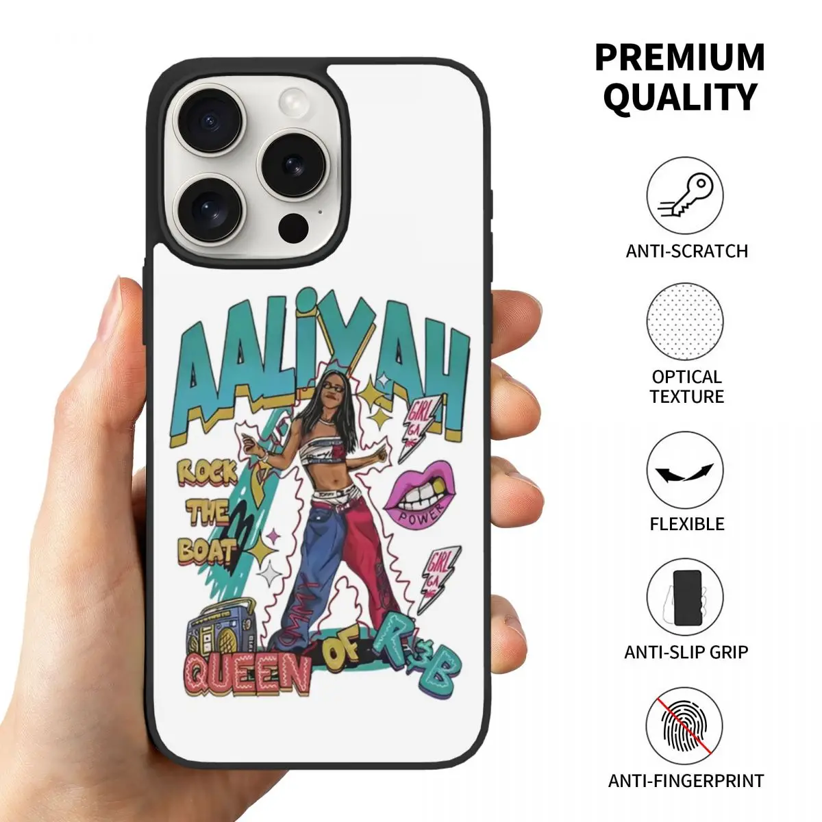 아이폰 15 프로 맥스 소프트 TPU 폰 커버용 유머 Aaliyah Muisc 폰 케이스