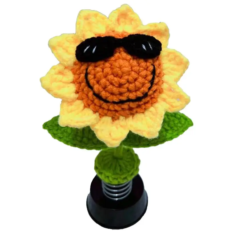 

Crochet Car Decorations Sunflower Frog Duck Bobblehead Car Decor Animated Bobble Dancer Car Decor Aesthetic Accessories For