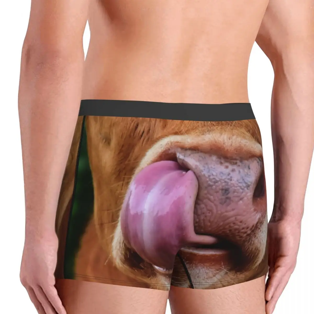 Custom Funny Cow Humorous Tongue In Nose Boxer Shorts For Homme 3D Print Cattle Farmer Underwear Panties Briefs Soft Underpants