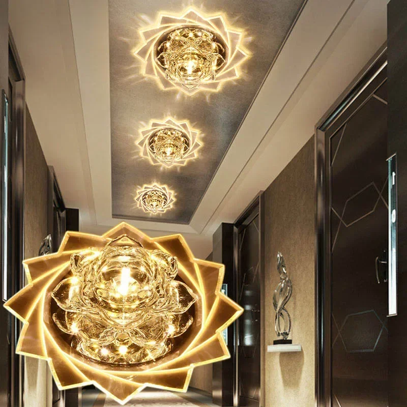 Irregular lace Crystal LED Ceiling Light 3W 5W Modern Aisle Corridor   AC90-260V Lotus