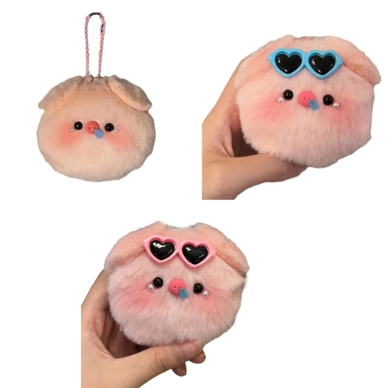 Lovely Mini Plush Pig Key Chain Cartoon Piggy Squeaky Keyring Backpack Decor