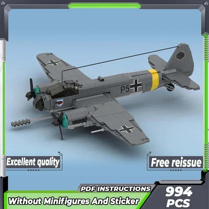 Moc Building Bricks Military Aircraft Model Junkers Ju 88 Fighter Technology Modular Blocks Gift Christmas Toy DIY Sets Assembly