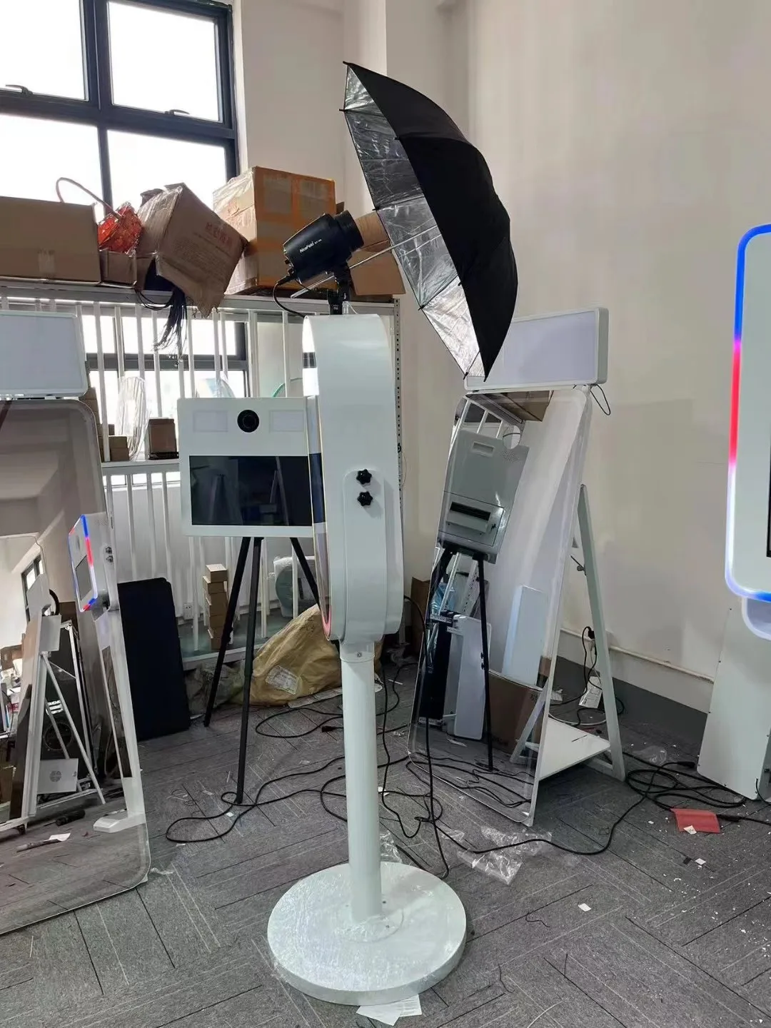 إطار Led بيضاوي لصور السيلفي البيضاوي السحري عالي الجودة مقاس 21.5 بوصة للمناسبات مع حقيبة الطيران #6