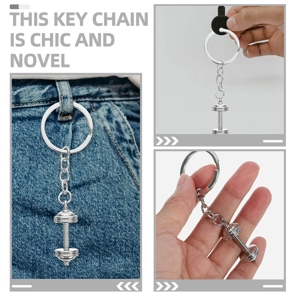 

2pcs Dumbbell Keychains Fitness Accessories Silver Weightlifting Charms Key Rings Backpack Pendants Bag Hanging Decorations