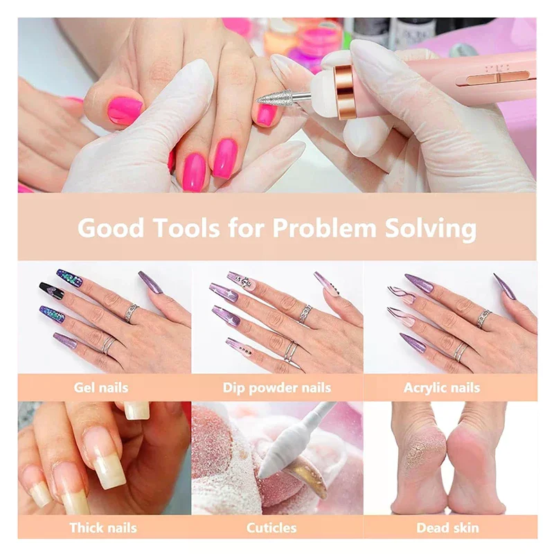 5-in-1 professionele elektrische nagelmanicureset met licht - multifunctionele nagelboormachineset voor salon- en doe-het-zelf-manicure thuis