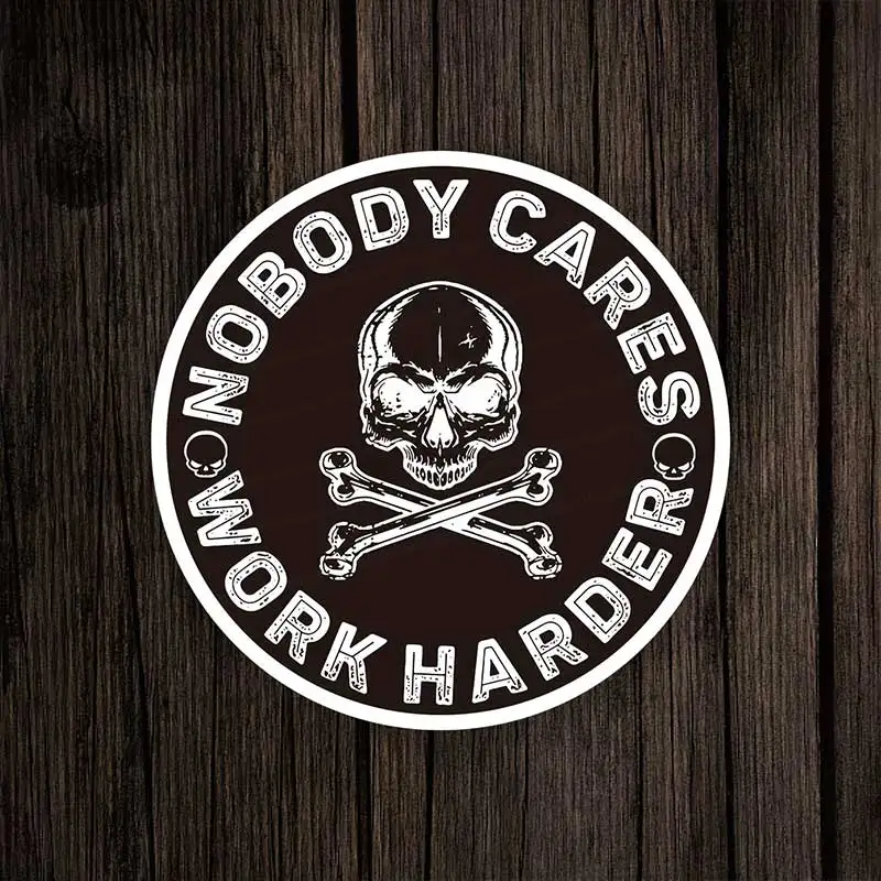 Inspirational Skull And Wrench Stickers 'No One Cares about Hard Work' Decorative Quote Decals for Gadget Decoration Q54