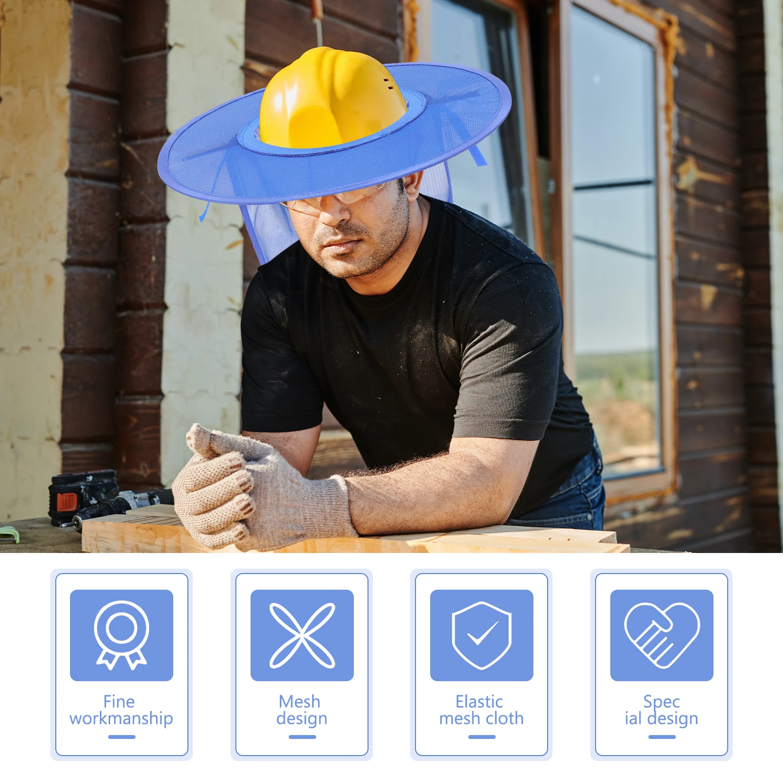 

Hard Hat Sun Shade Mesh Safety Hat Curtain for Construction Wide Brimmed Sun Protection Visor Cool Breeze Outdoor Practical