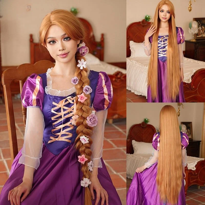 Nieuwe volwassen vrouwen lang haar prinses kostuum pruik steil haar super lang gouden Halloween Street Dr up Par Accory