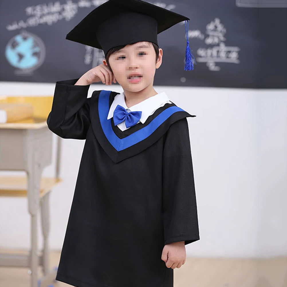 

1Pcs Fashion Graduation Gown And Cap With Tassel For Children Graduation Celebration Blue 140cm